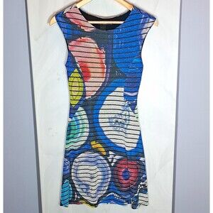 Desigual Sheath Dress XS Colorful Abstract Textured Sleeveless Stretch Lined